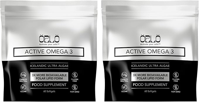 Orlo Omega 3 - Triple Strength Vegan Omega3s Supplement - Plant Based DHA & EPA Fatty Acids - Algae Omega-3 Oil - Krill or Fish Oil Alternative (120 Mini Softgels)