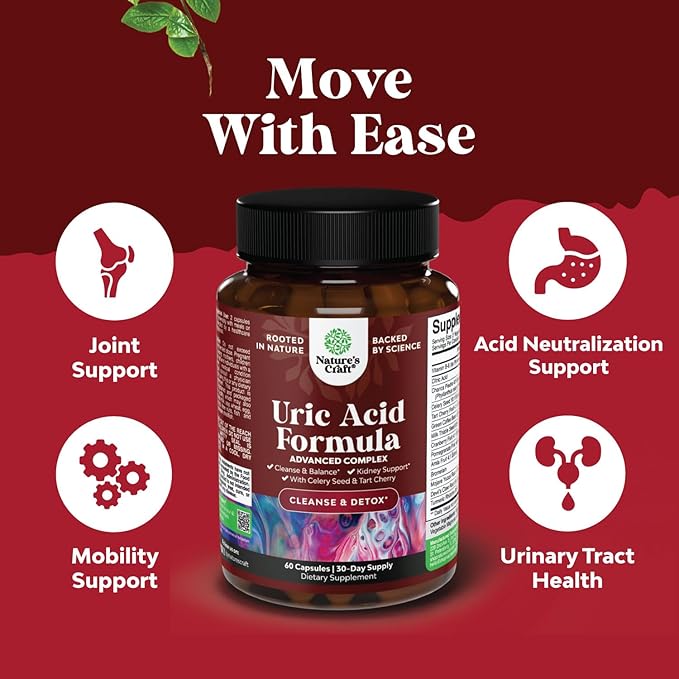 Natures Craft Bundle of Uric Acid Vitamins and Hydrolyzed Collagen Peptides Protein Powder - Provides Support for Muscle Recovery and Kidney Support - Provides Vitamins for Faster Hair Growth