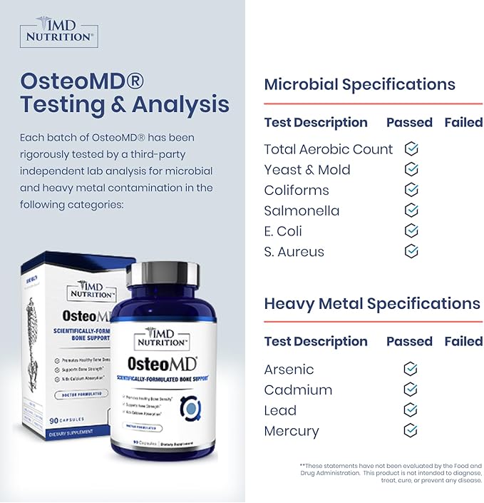 1MD Nutrition OsteoMD for Comprehensive Bone Support | with Calcium Hydroxyapatite, Vitamin D3 & K2 | 180 Capsules (2-Pack)