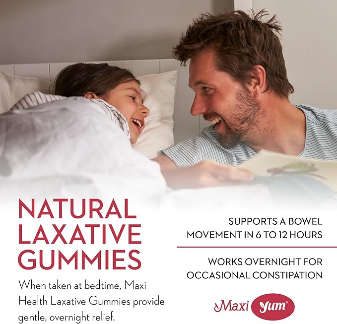 Maxi Health Laxative Gummies - Chewable Vegan Gummy Laxative for Adults & Kids Ages 6 and Up - All-Natural Laxative w/Senokot Extract & Mixed Natural Fruit Flavors (Berry, 60 Count, Pack of 2)
