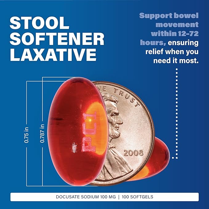Major Docusate Sodium 100 mg - Stool Softener Laxative Softgels for Occasional Constipation Relief - Stool Softeners for Women, Men, and Kids - Stimulant-Free - 100 Softgels (8 Pack)