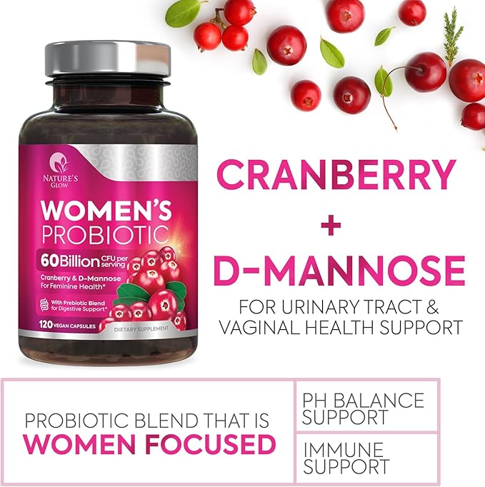 Probiotics For Women 60 Billion CFU - Women's Probiotic For Digestive Health 16 Unique Strains - Daily Vaginal PH Balance & Feminine Health Support, Womens Probiotic With Acidophilus - 120 Capsules