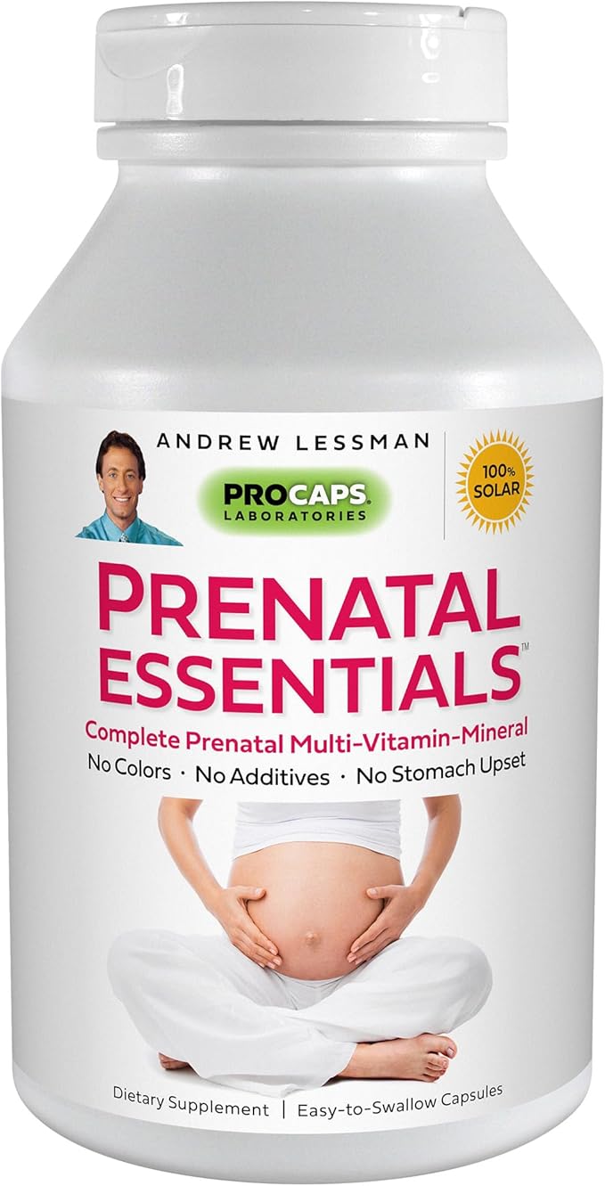 ANDREW LESSMAN Prenatal Essentials 180 Capsules - Complete Prenatal Vitamins for Women, No Additives Prenatal Multivitamin, Nutrients for Womens Prenatal, Postnatal-Methylfolate Prenatal with Iron