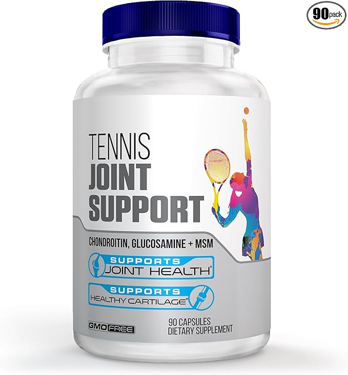 Tennis Joint Support Supplement - Healthy Knees, Back, Cartilage, & Joints – Glucosamine Chondroitin MSM- GMP Certified Tennis Supplements and Joint Support for Athletes – 90 Capsules
