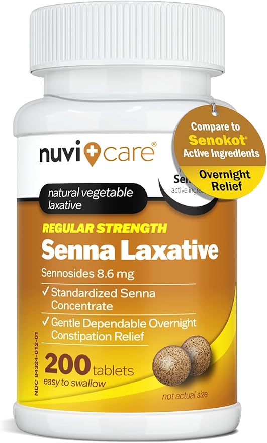 Senna Laxative Tablets 8.6 mg – Natural Senna Leaf Laxative for Occasional Constipation Relief, Compare to Senokot, Gentle Vegetable Laxatives, 200 Count
