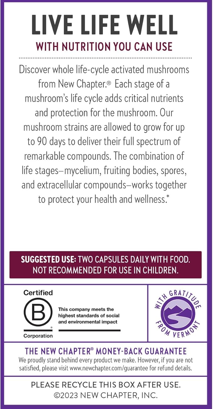 New Chapter Immune Support LifeShield Immune Support with Organic Reishi Mushroom Vegan + Non-GMO, Nootropic Ingredients - 60 ct