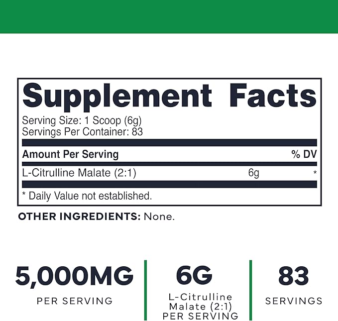 Type Zero Clean L-Citrulline Malate 2:1 Powder Drink Mix (500g, Unflavored) (83 Servings) - Keto Friendly, Gluten Free, Non-GMO