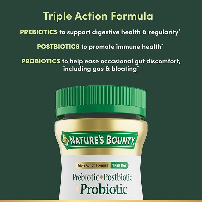 Nature’s Bounty Pre + Pro + Postbiotic Gummies for Digestive Health, Immune Support - Probiotic Gummies for Gut Health, Tropical Mango Flavor, 30 Ct