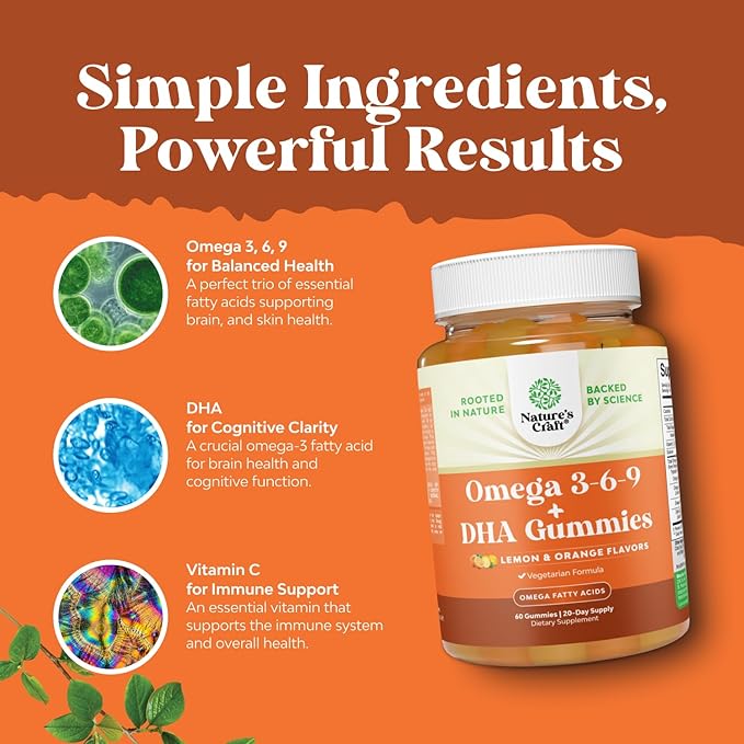 Vegetarian Omega 3 Gummies for Adults - Vegetarian Omega 3 6 9 DHA Gummies for Brain Bone and Heart Health and Joint Support - Burpless Halal Fish Free Plant Based Supplement Men Women