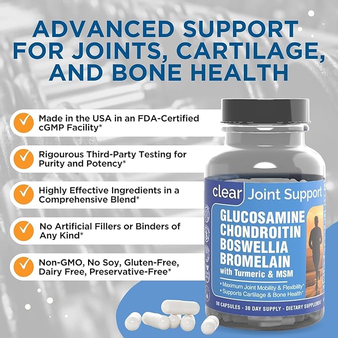 Joint Supplements for Women – Glucosamine Chondroitin MSM with Turmeric and Boswellia – Supports Bone & Joint Health, Flexibility, Mobility, Recovery & Boosts Collagen – 180 Capsules