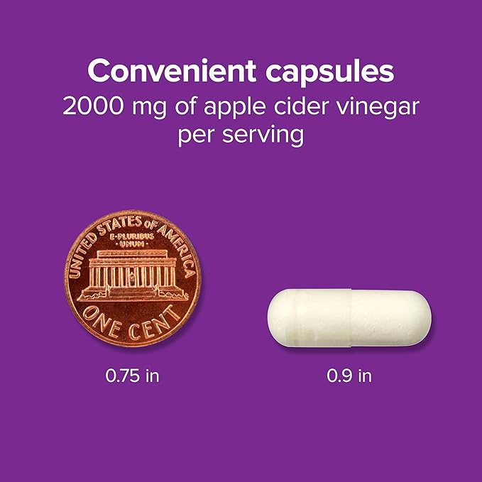 Webber Naturals Apple Cider Vinegar 2000 mg with The Mother, High Potency, 300 Capsules, 2000 mg per Serving, Natural Digestion Support, Non-GMO, Gluten, Dairy & Sugar Free