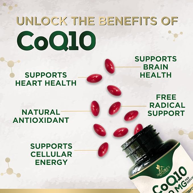 CoQ10 200mg Softgels - Better Absorption, Antioxidant for Heart Health & Cellular Energy Support - Nature's Co Q10 Vitamins, Non-GMO & Gluten Free, Coenzyme Q10 Supplement - 240 Softgels