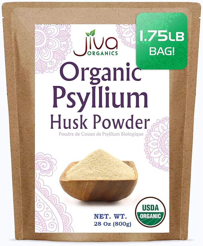 Jiva Organics Whole Psyllium Husk (Isabgol) 1.75 LB (28 Oz) Jumbo Bag - Non-GMO, Unflavored - Keto Friendly, Soluble Fiber
