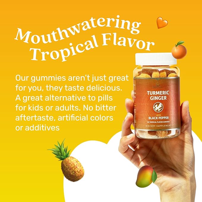 BeLive Omega 3 & Turmeric Gummies for Brain, Heart, Eye and Inmmune System, Mobility Support