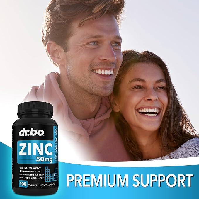 Zinc Supplements 50mg Tablets Supplement - Natural Pure Zinc 50mg Oxide Citrate Capsules Mineral Pills - Vitamin Support Energy Hair Skin Acne Vegan Vitamins for Men & Women - 100 Tablets for Adults