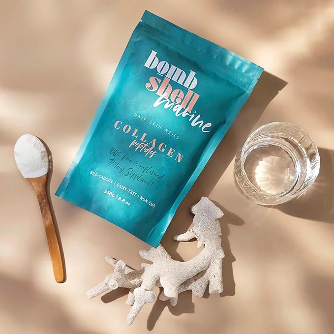 BOMBSHELL Marine | Wild Caught, Hydrolyzed, Marine Collagen Peptides Powder Supplement for Skin Hair Nail Joint, 8.8oz