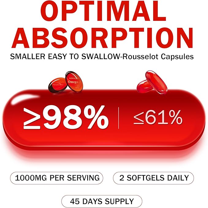 Krill Oil Omega 3 Supplement 1000mg 90 Softgels EPA & DHA, Pure Antarctic Krill Oil with Astaxanthin and 56% Phospholipids Laboratory Tested