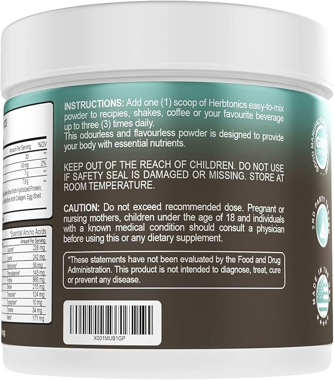 Herbtonics Multi Collagen Protein Powder Collagen Peptides Type (1,2,3,5 and 10) | All-in-one Bone Broth Collagen Supplement | Grass-Fed Chicken, Wild Fish, Egg Hydrolyzed Collagen Bovine