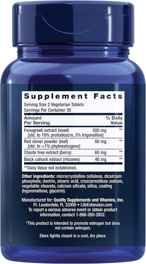 Life Extension Estrogen Balance Elite, Menopause Support Supplement, Hormone Balance, hot Flashes, Night Sweats, Vaginal Dryness, Gluten-Free, Non-GMO, Vegetarian, 60 Tablets.
