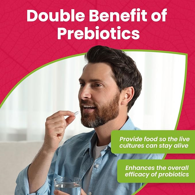 Mega-Strain 50 Billion CFU Probiotics + Prebiotics 30 Caps Probiotics for Women & Men - Maintain Good Flora Probiotic & Digestive Health - No Refrigeration Required Probiotics Lactobacillus Rhamnosus