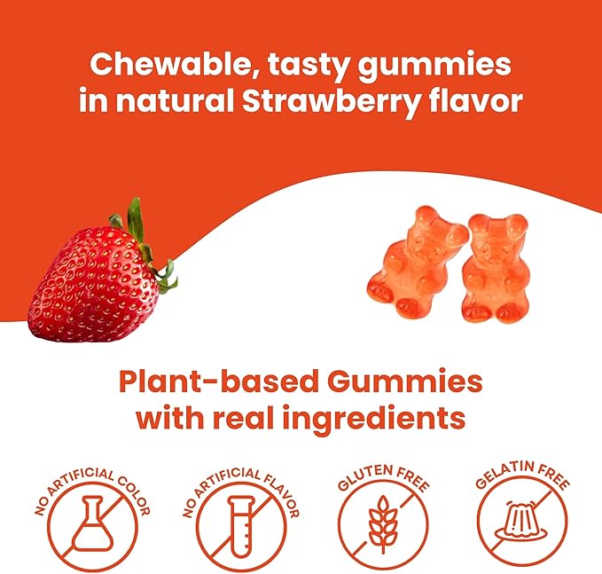 HERBION Naturals Multivitamin Gummies for Kids | Immune Support with Vitamin C, D3, B12, A, E & Zinc | Strawberry Flavor | Gluten Free, Vegan, Chewable Gummy Vitamins | 90 Ct | Pack of 24