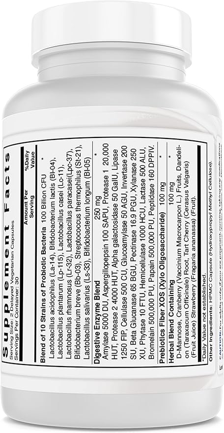 Best Naturals Probiotics for Women 100 Billion CFU - 10 Strains + Prebiotics Fiber + Digestive Enzyme Blend + Women's Health Herbal Blend - Immune, Digestive & Gut Health - 60 Deleyaed Capsules