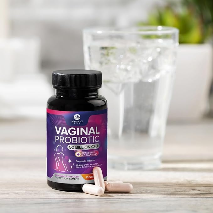 Vaginal Probiotics for Women pH Balance with Prebiotics, 50 Billion CFU, 10 Probiotic Strains, Cranberry, D-Mannose & XOS - Healthy Vaginal Odor & Flora, UT & Feminine Digestive Health - 60 Capsules