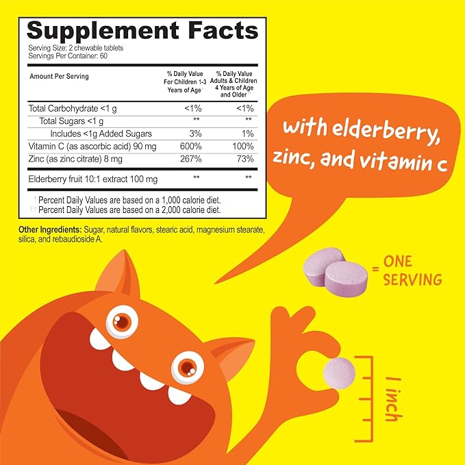 Kids Elderberry + Zinc + C Chewables + Vitamin D3 1000 IU Chewables Bundle