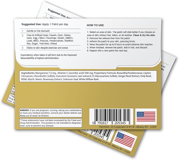 Glucosamine and Chondroitin Topical Patch by PatchAid 30-Day Supply