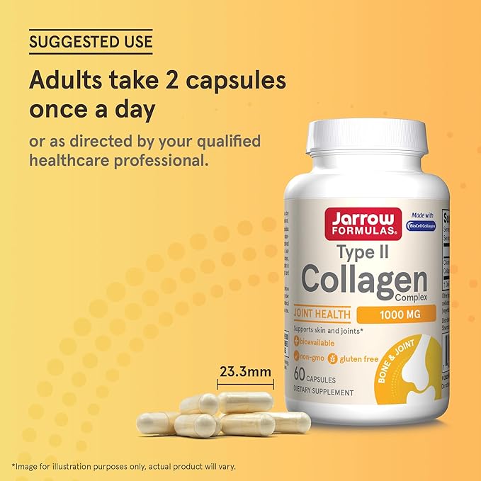Jarrow Formulas Type II Collagen Complex 1000 mg Supplements, Supports Skin and Joint Health, 60 Capsules, 30 Day Supply