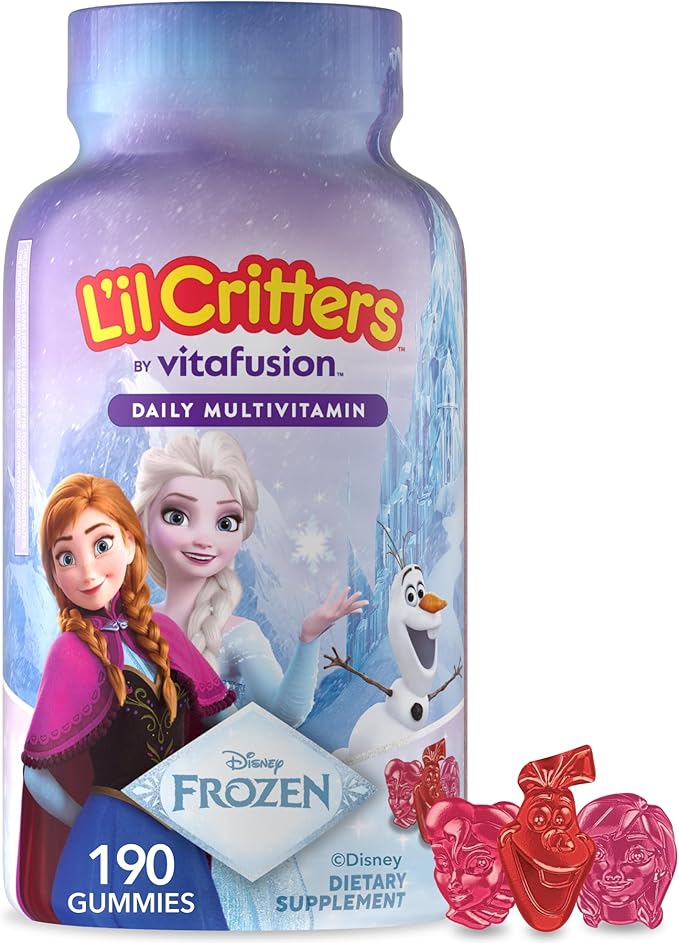 L'il Critters Frozen Daily Kids Multivitamin Gummies Assorted Berry Flavors for Ages 2+ Toddlers and Kids, Disney Multivitamin Gummies with 11 Essential Nutrients, 95-190 Day Supply, 190 Gummies