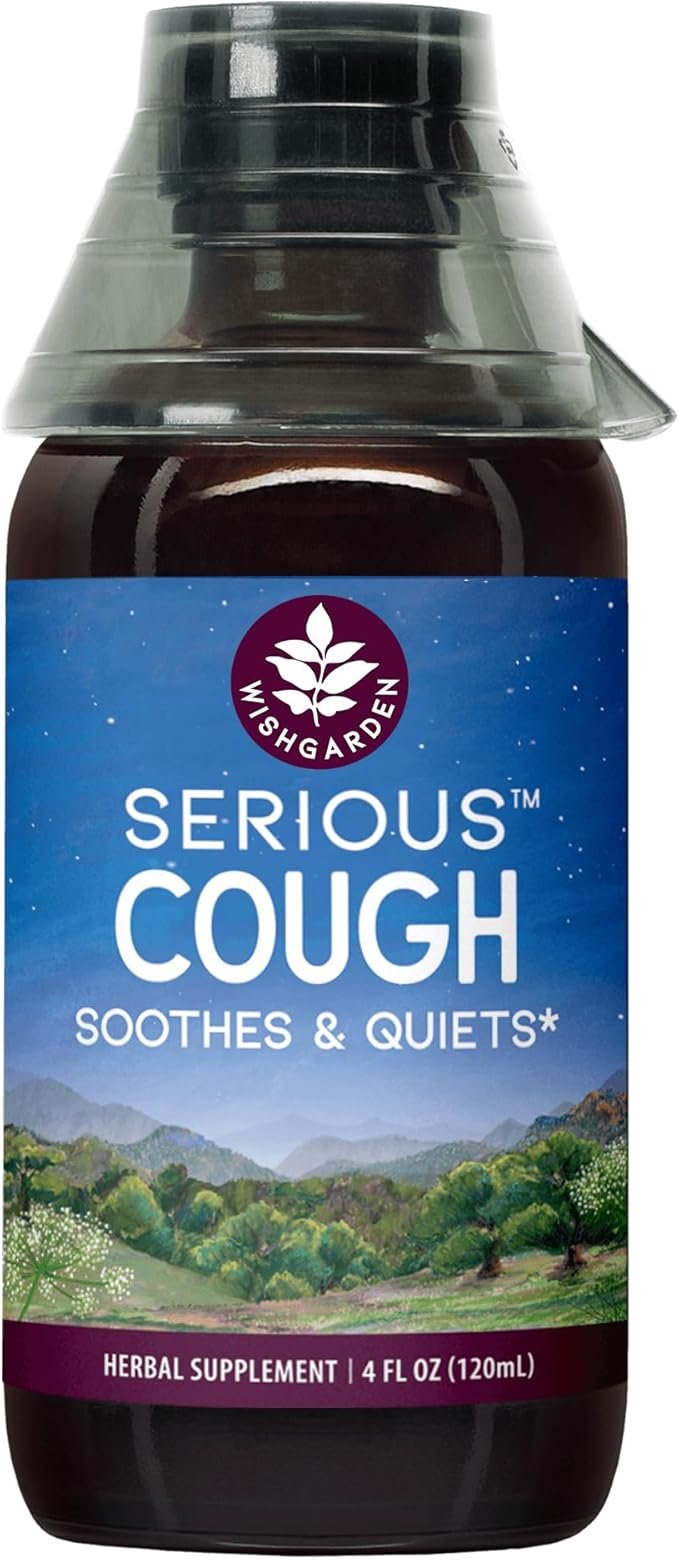 WishGarden Herbs Serious Cough Soothing & Quieting - Fast-Acting Herbal Cough Suppressant for Adults, Dry Cough Relief and Cough Expectorant, Soothes Throat Irritation and Chest Decongestant, 4oz