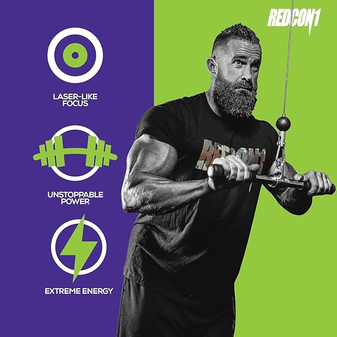 REDCON1 Total War Preworkout, Sour Gummy Bear - Contains 320mg of Caffeine from Green Tea, Juniper & Beta Alanine - Pre Work Out with Amino Acids to Increase Pump, Energy + Endurance (30 Servings)