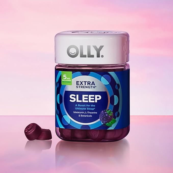OLLY Extra Strength Sleep Gummy, 5 mg Melatonin, L-Theanine, Chamomile, Lemon Balm, Sleep Aid, BlackBerry - 50 Count