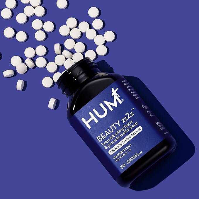 HUM Beauty zzZz - Melatonin Sleep Supplement with Blend of Vitamin B6 & Calcium - Non-GMO, Gluten-Free, Vegan (30 Tablets)