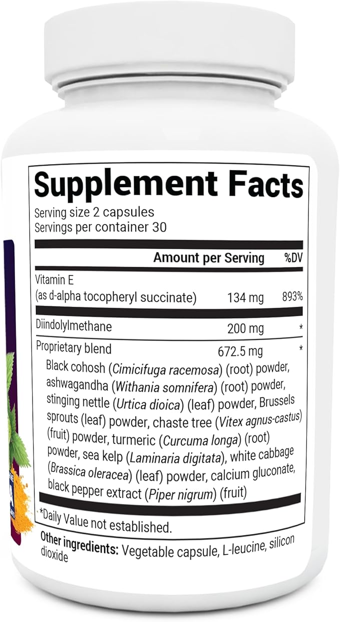 Dr. Berg DIM Supplement Estrogen Balance - Original Estrogen Supplement for Women with Diindolylmethane for Menstrual Symptoms & Menopause Relief & Black Pepper for Enhanced Absorption - 60 Capsules
