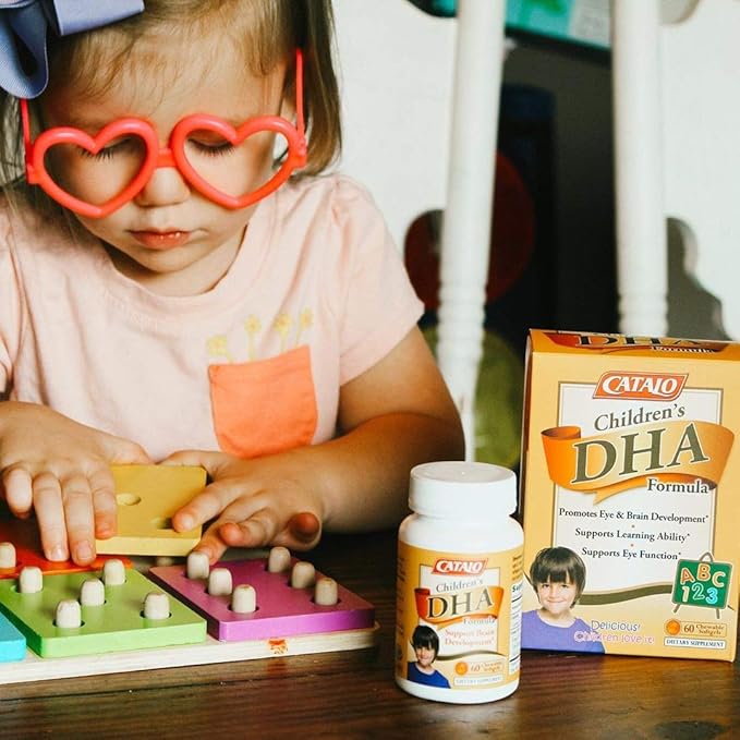 CATALO Children’s DHA Formula – Chewable Softgels with Fish Oil for Kids, 200mg DHA per Serving, Orange Flavor, Easy to Swallow or Mix with Food, 30 Softgels