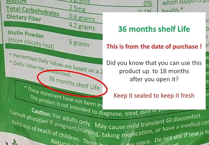 Jetsu Inulin Powder Organic Chicory Root (FOS) - Soluble Inulin Fiber Prebiotic Intestinal Support, Enhances Calcium Absorption, Stimulates Friendly Bacteria, Promotes Prebiotic Growth, 8oz