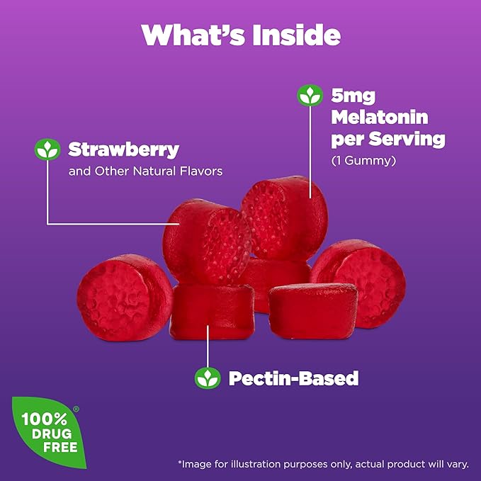 Natrol 5mg Melatonin Gummies, Sleep Support for Adults, Melatonin Supplements for Sleeping, 60 Strawberry-Flavored Gummies, 30 Day Supply (Pack of 12)