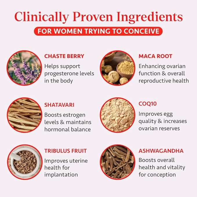 Ayurvedic Fertility Supplements for Women | Support Ovulation | Conception for Women | Egg Quality | Maca Root, Vitex, & Vitamins | Vegan | 90 Capsules - OSH Wellness