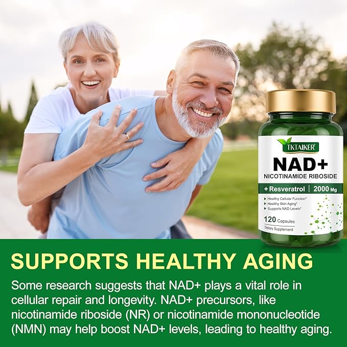 NAD Supplement 2000 Mg - 120 Capsules True NAD & Resveratrol, NMN Alternative Liposomal NAD+ for Women & Men, Support Cellular Health, Stamina & Healthy Aging - Ultra Strength Capsules