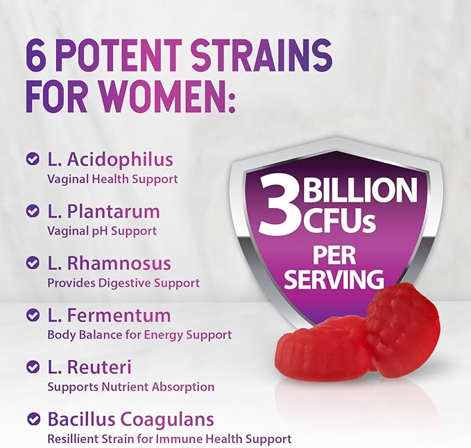 Menopause Supplements for Women - Probiotic for Women Gummy, 3 Billion CFU Natural Menopause Relief for Mild Hot Flashes & Night Sweats, PH, Vaginal Health Support, Probiotic Supplement - 60 Gummies