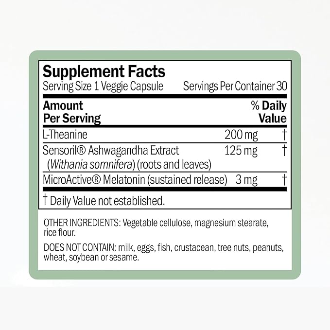 Sleep Support with Sustained-Release Melatonin | Includes L-Theanine and Ashwagandha | Promotes Relaxation and Sleep Quality | Supports Stress Management | Use Before Bedtime | 30 Capsules