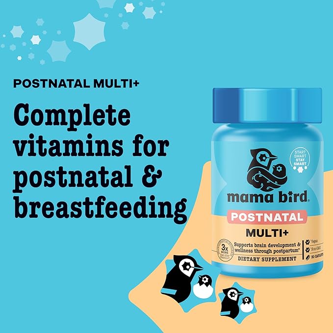 Best Nest Wellness Mama Bird Postnatal Vitamins for Breastfeeding and Postpartum, Whole Food Organic Blend, Methylated Vitamins, Vegan, Once Daily, 30 Ct