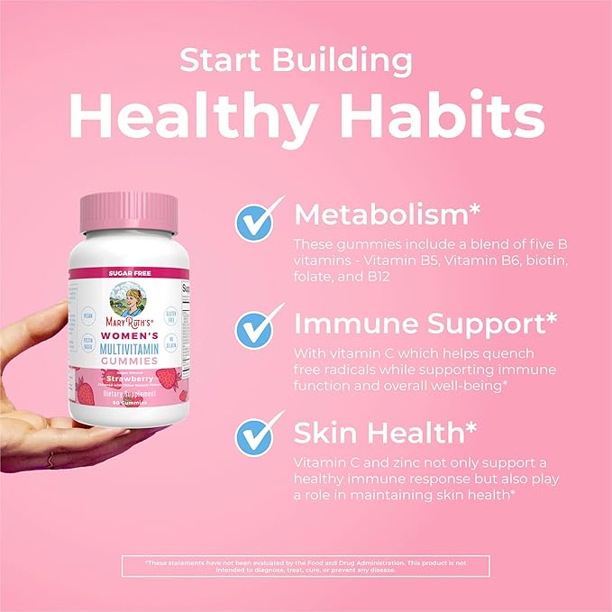 MaryRuth's Women's Multivitamin Gummies | Ages 14+ | Immune Support Daily Women's Multivitamin | Skin Health | Gummy Vitamins for Women | Sugar-Free | Vegan | Non-GMO | 60 Count