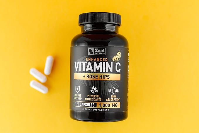 Vitamin C 1000mg with Rosehips (120 Capsules | 1000mg) Pure Vitamin C Capsules - Ascorbic Acid + Rose Hips for Powerful Immune System Support - High Dose Vitamin C for Adults Immune Support Vitamins