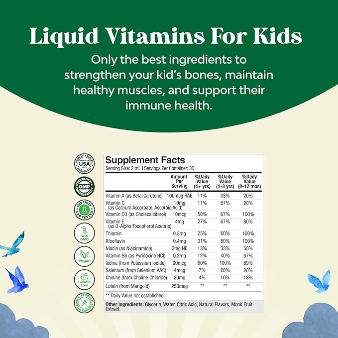 Bundle of Omega 3 Gummies for Kids, Tasty & Delicious and Liquid Multivitamin for Kids Immunity Support - Perfect DHA Omega 3,6,9 Gummies - Liquid Multivitamin Drops with DHA for Kids