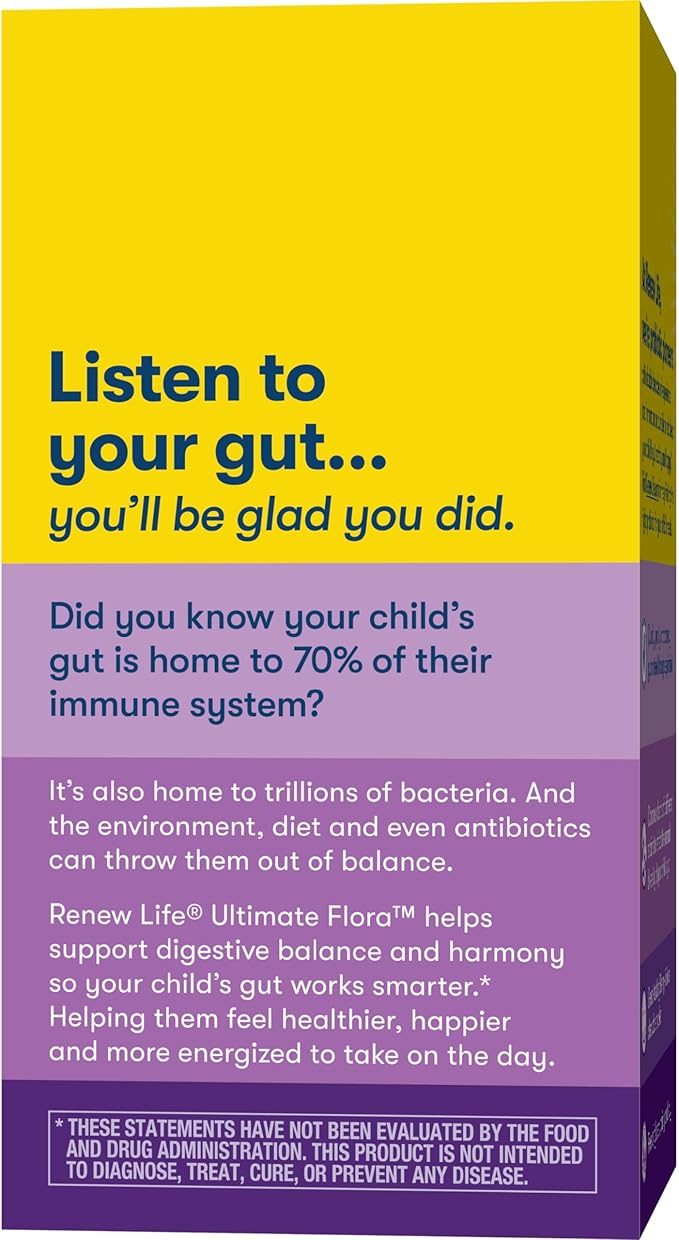 Renew Life Kids Probiotic Gummies, Supports Digestive & Immune Health, Prebiotics & Probiotics, Raspberry, 30 Gummies