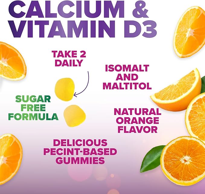 Chewable Calcium Supplements for Women & Men - Sugar Free Calcium with 400 IU Vitamin D3 Gummy for Bone, Teeth, & Immune Health Support - Non-GMO, Berry Flavored, Daily Vitamins Chews - 120 Gummies