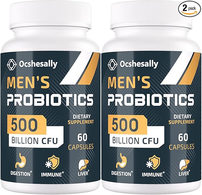 Probiotics for Men, 500 Billion CFUs & 12 Strains Mens probiotic, with Turmeric, Cranberry, Goji - Probiotics for Digestive Health, Gut, Immune & Bloating, Prostate & Urinary Tract Health, 120 Capsule